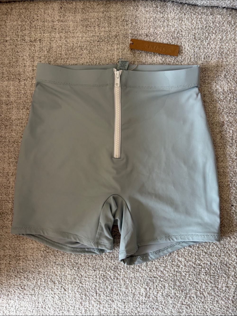 SKIMS Sporty Zip Swim Shorts XS Pacific NWT